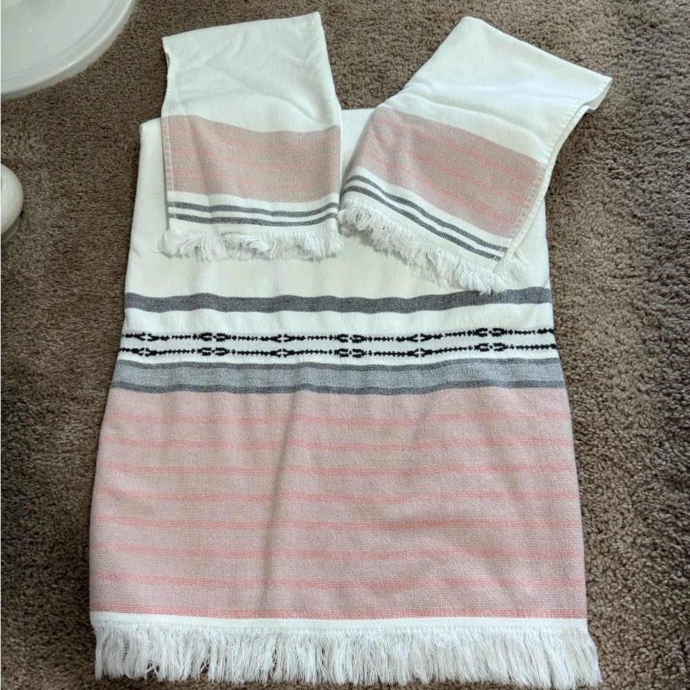 Magnolia Hearth & Hand Pink and White Towels